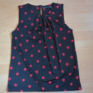 Suzy Shier Black with Red Polka Dots Sleeveless Top